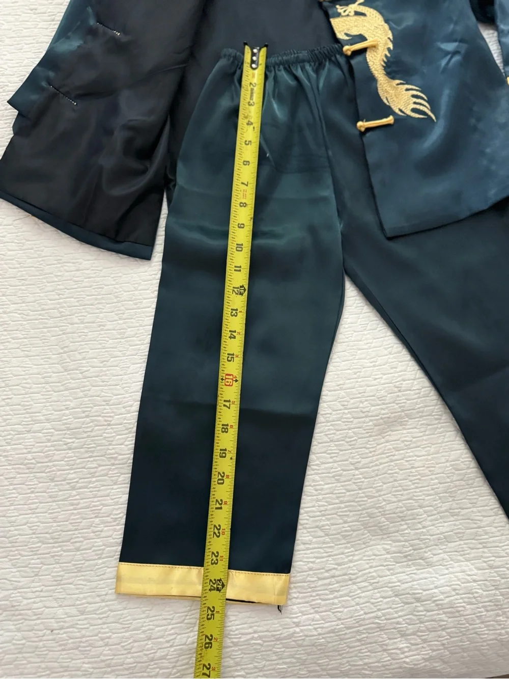 Gold-Embroidered Dragon Satin suit - Black & Gold Chinese costume